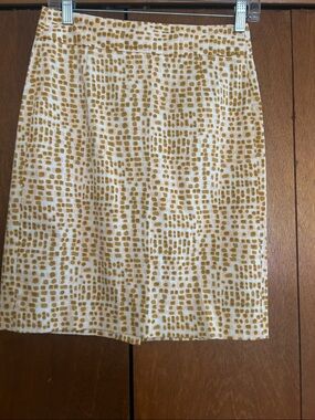 J. Crew Cream Skirt with Mustard Dot Grid